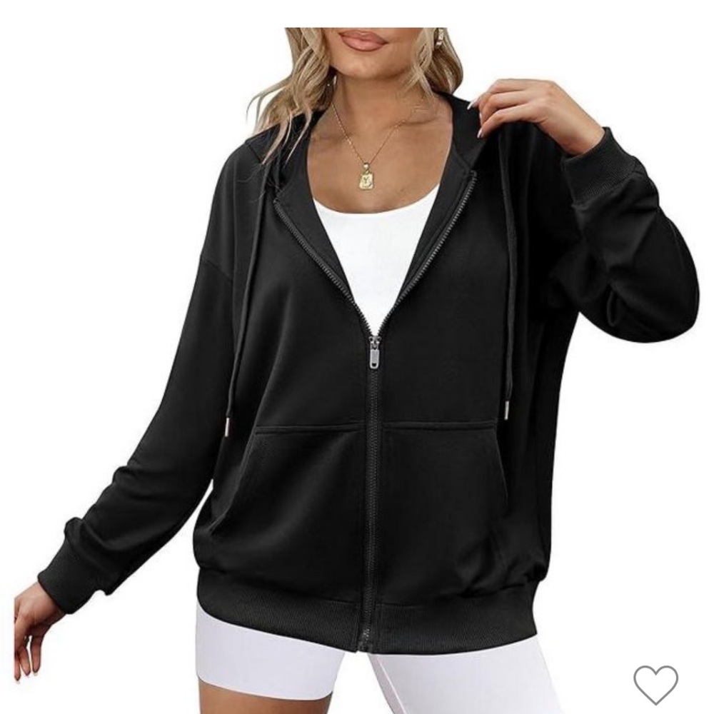 NWT Zeagoo Dark Black Lightweight Zip-Up Hoodie E15
